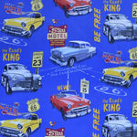 Tecido Lona Estampada Classic Cars Azul - Ribes y Casals
