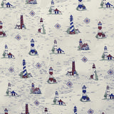 Tecido Lona Estampado Farol Náutico Cru - Ribes y Casals