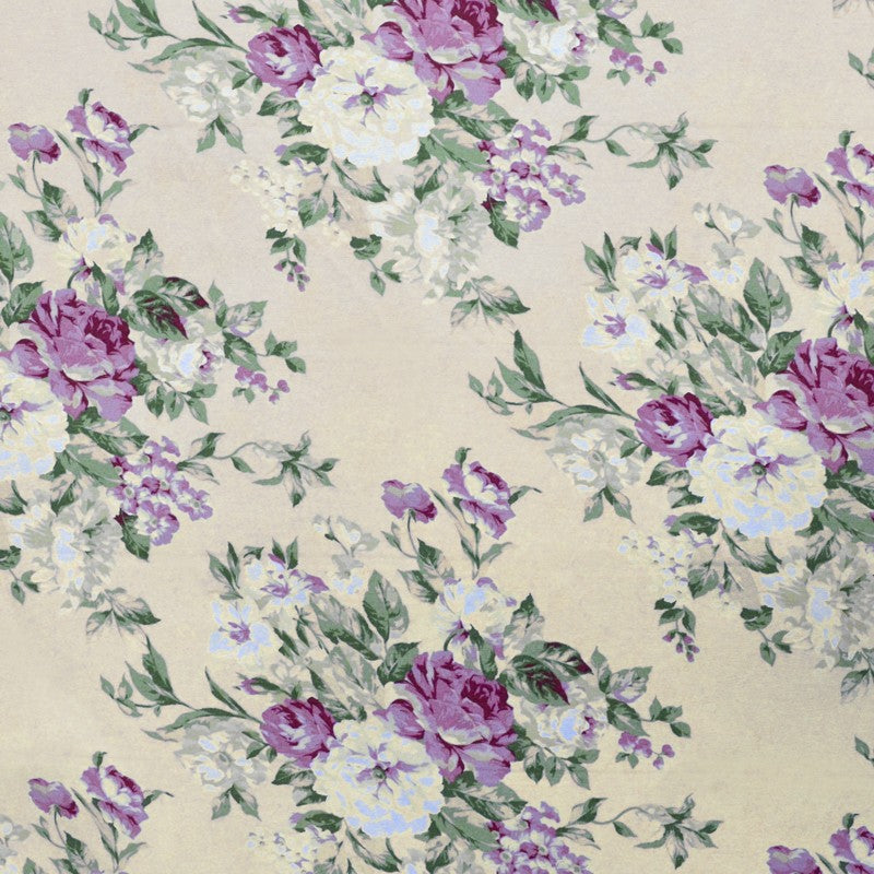 Tecido Lona Estampado Flores Rosa Fundo Cru - Ribes y Casals