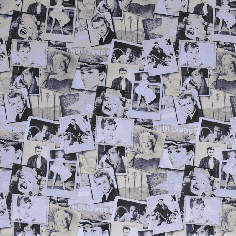 Tecido Lona Estampado Hollywood Stars Cru - Ribes y Casals
