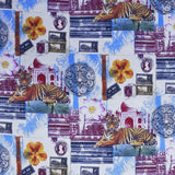 Tecido Lona Estampado India Tigre Cru - Ribes y Casals