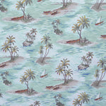 Tecido Lona Estampado Ilha Deserta Aquamarine - Ribes y Casals