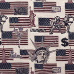 Tecido Lona Estampada Manhatan EUA Natural - Ribes y Casals