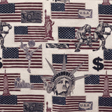 Tecido Lona Estampada Manhatan EUA Natural - Ribes y Casals