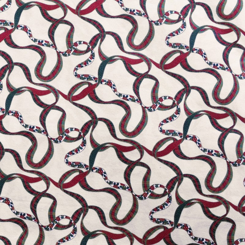 Tecido Loneta Laços Natalício Cru - Ribes y Casals