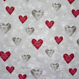 Tecido Lona Corações de Natal Cinza - Ribes y Casals