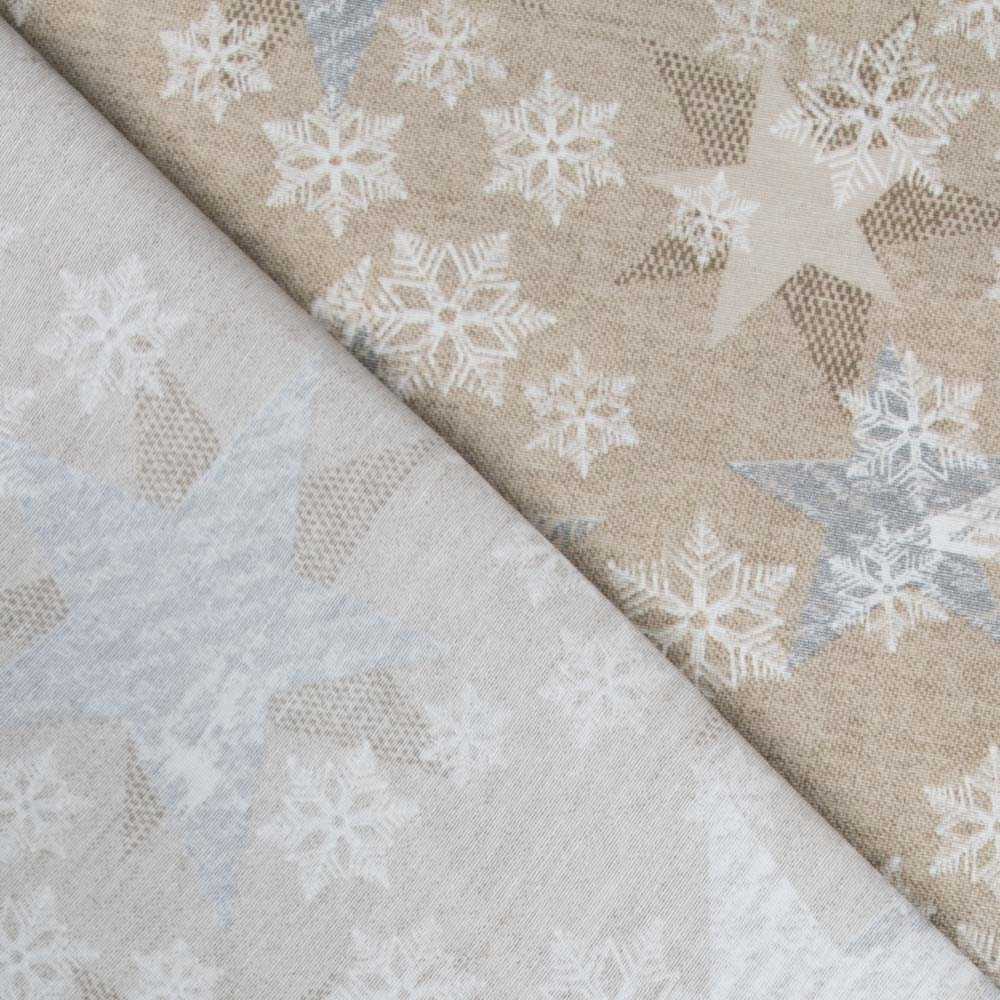 Tela Loneta Navidad Lacado Estrella Plata - Ribes y Casals