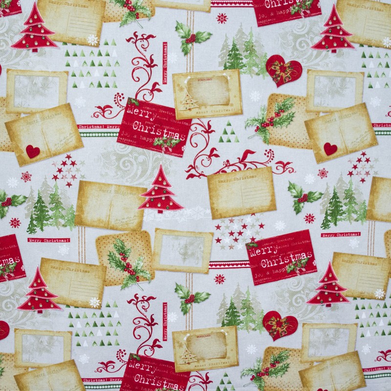 Tecido Lona Natal Merry Christmas - Ribes y Casals