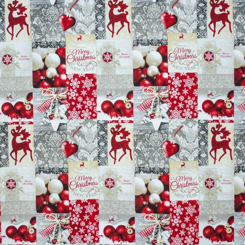 Tecido Lona Natal Patch Merry Christmas - Ribes y Casals