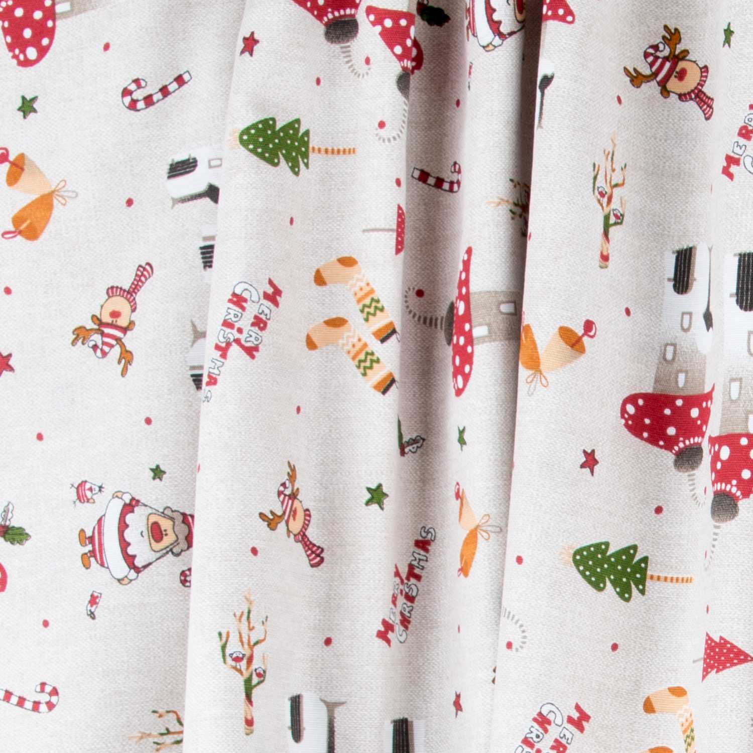 Tela Loneta Navidad Setas - Ribes y Casals