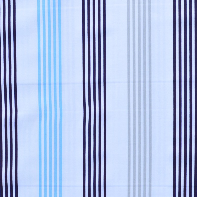 Tecido Lona Riscas Tricolores Fundo Cru - Ribes y Casals