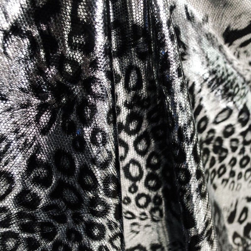 Tecido Lycra Brilhante Leopardo Prata - Ribes y Casals