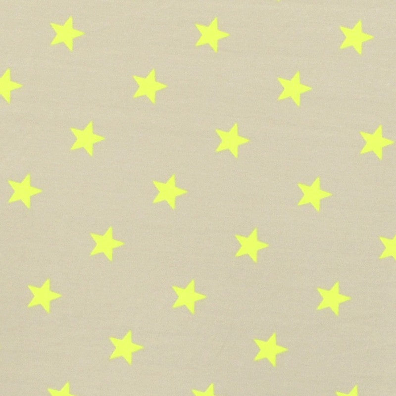 Tecido de Licra Estampado Estrelas Néon Amarelo - Ribes y Casals