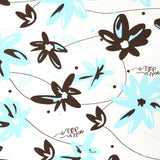 Tecido de Licra Estampado Flor Azul Castanho - Ribes y Casals