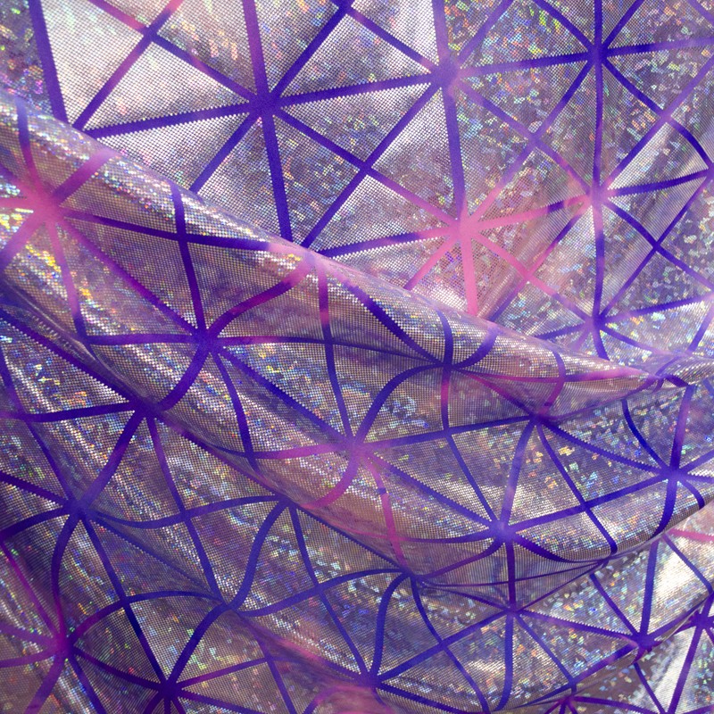 Tecido Lycra Hologram Losango Fúcsia Lilás - Ribes y Casals