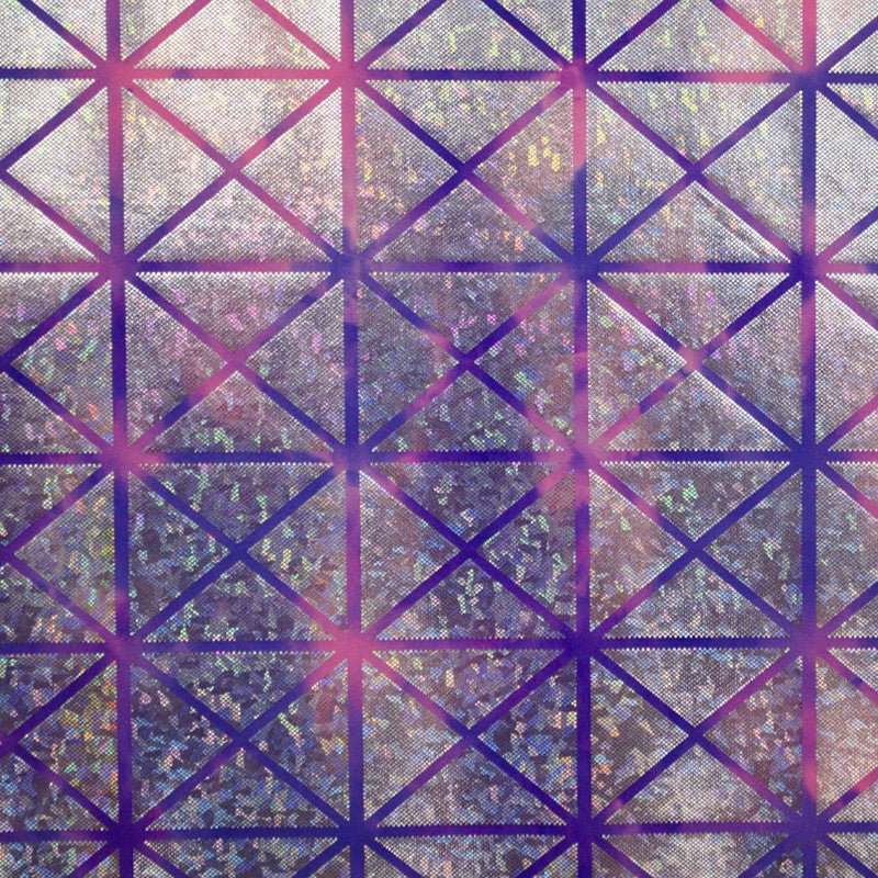 Tecido Lycra Hologram Losango Fúcsia Lilás - Ribes y Casals