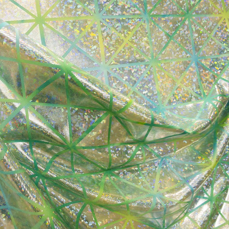 Tecido Lycra Hologram Losango Pistáchio Azul - Ribes y Casals