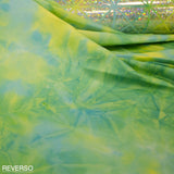 Tecido Lycra Hologram Losango Pistáchio Azul - Ribes y Casals