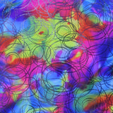 Tecido de Licra Holográfica Círculos Multicolores - Ribes y Casals