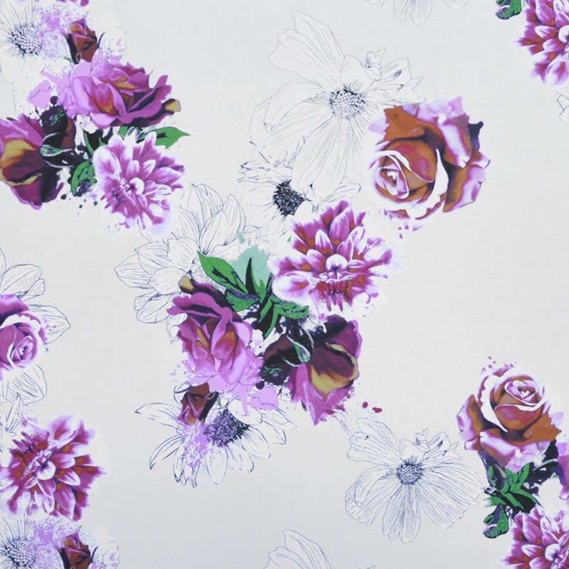 Tecido Mikado Floral Cru - Ribes y Casals