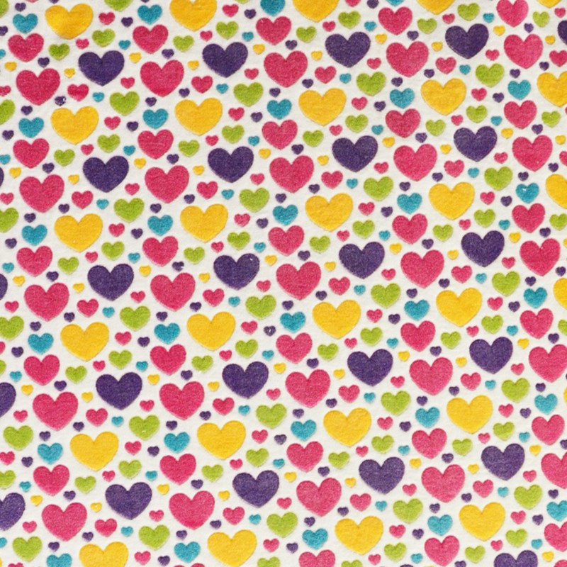 Tecido Minky Corações Multicor - Ribes y Casals