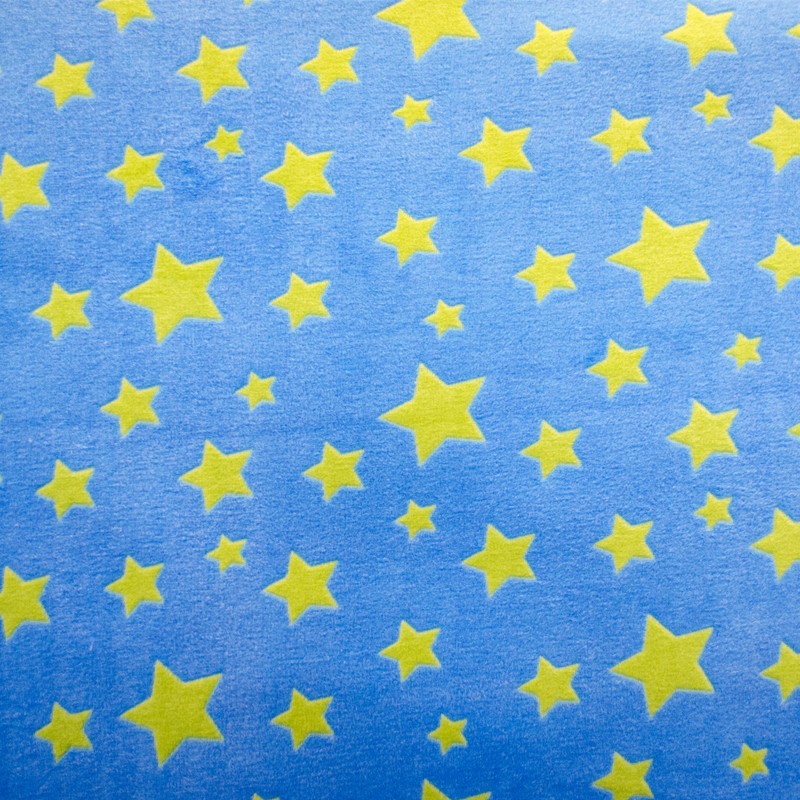 Tecido Minky Estrelas Azul Pistáchio - Ribes y Casals