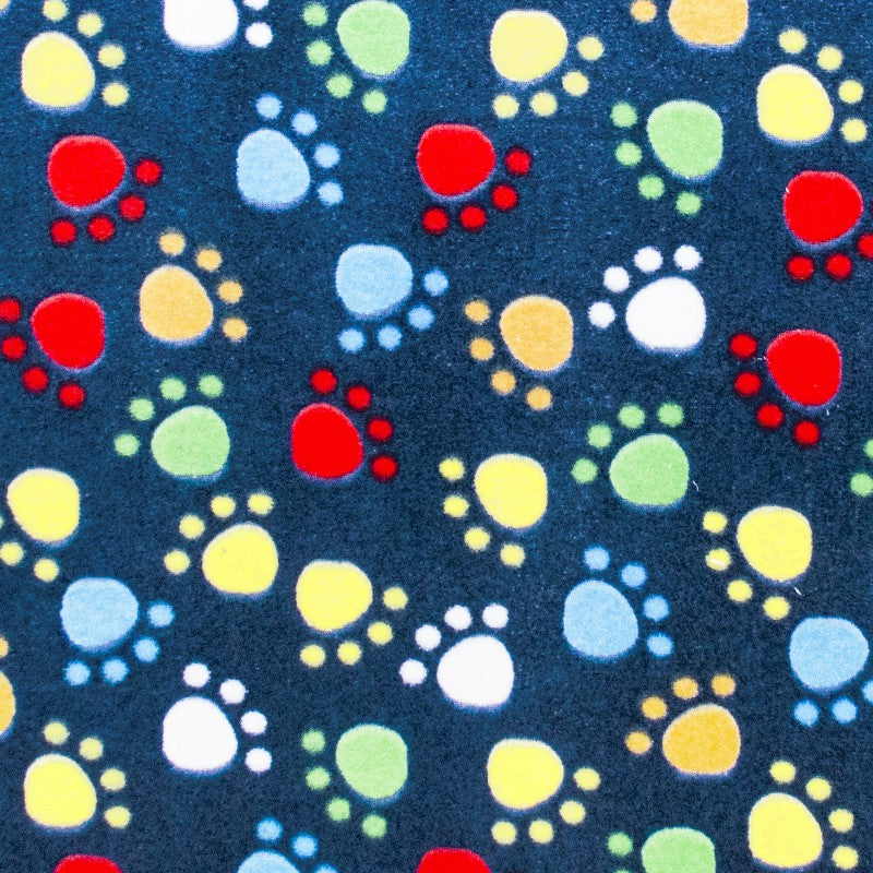Tecido Minky Pegadas Fundo Azul Marinho - Ribes y Casals