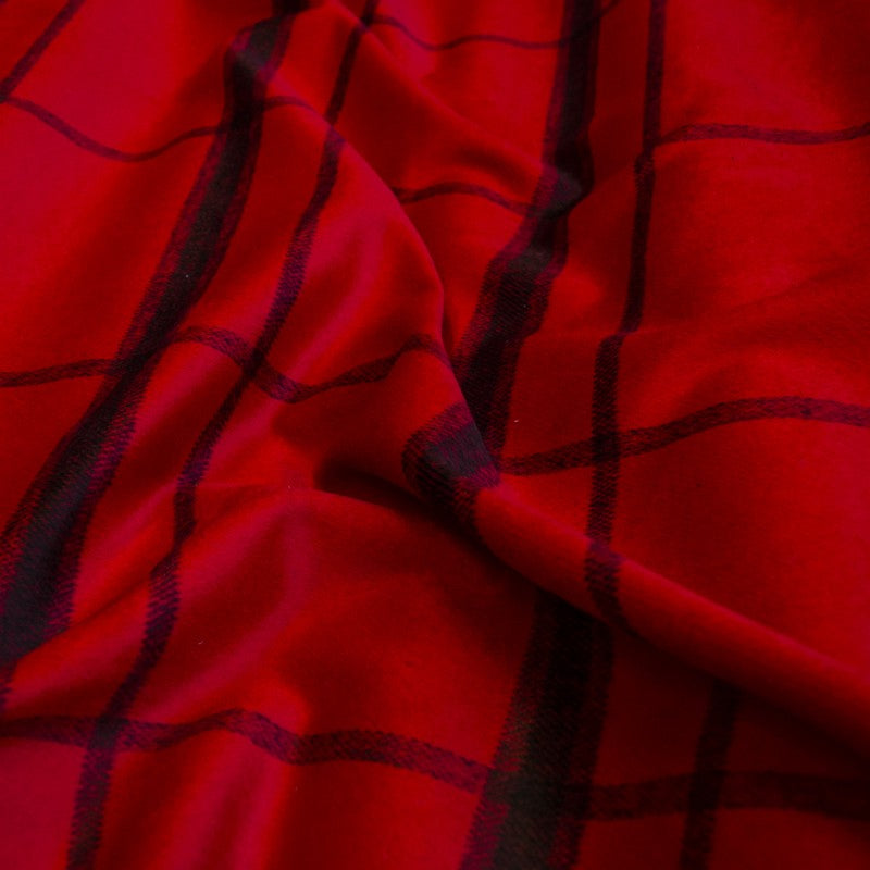 Tecido Mouflon Quadrados Vermelho - Ribes y Casals