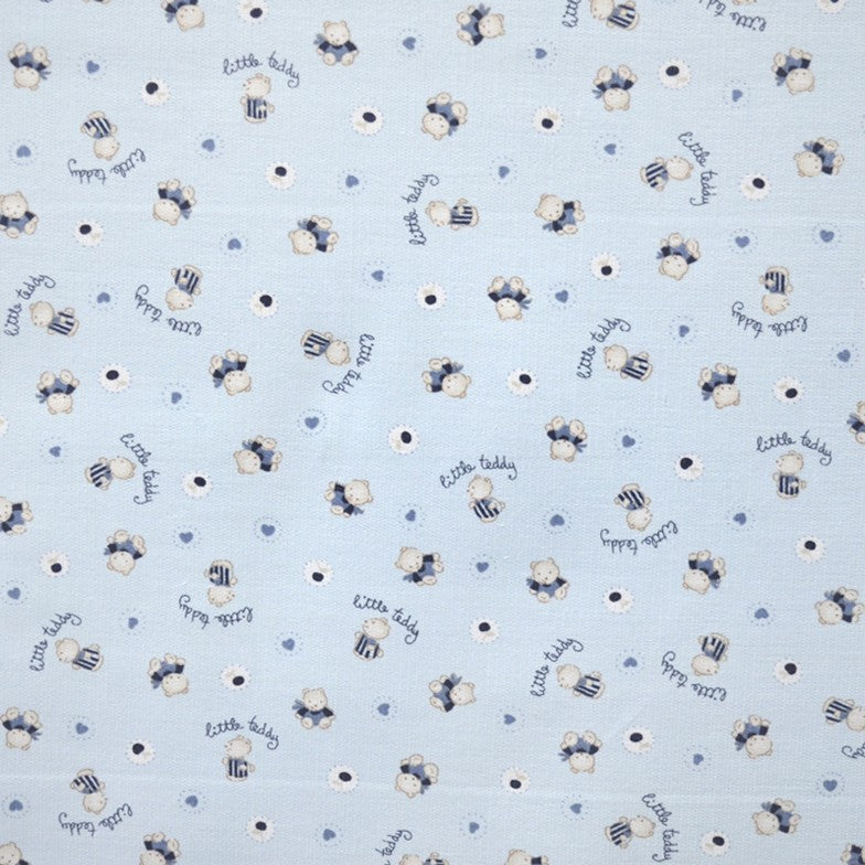 Tecido de Piqué Estampado Ursinhos Azul-celeste - Ribes y Casals