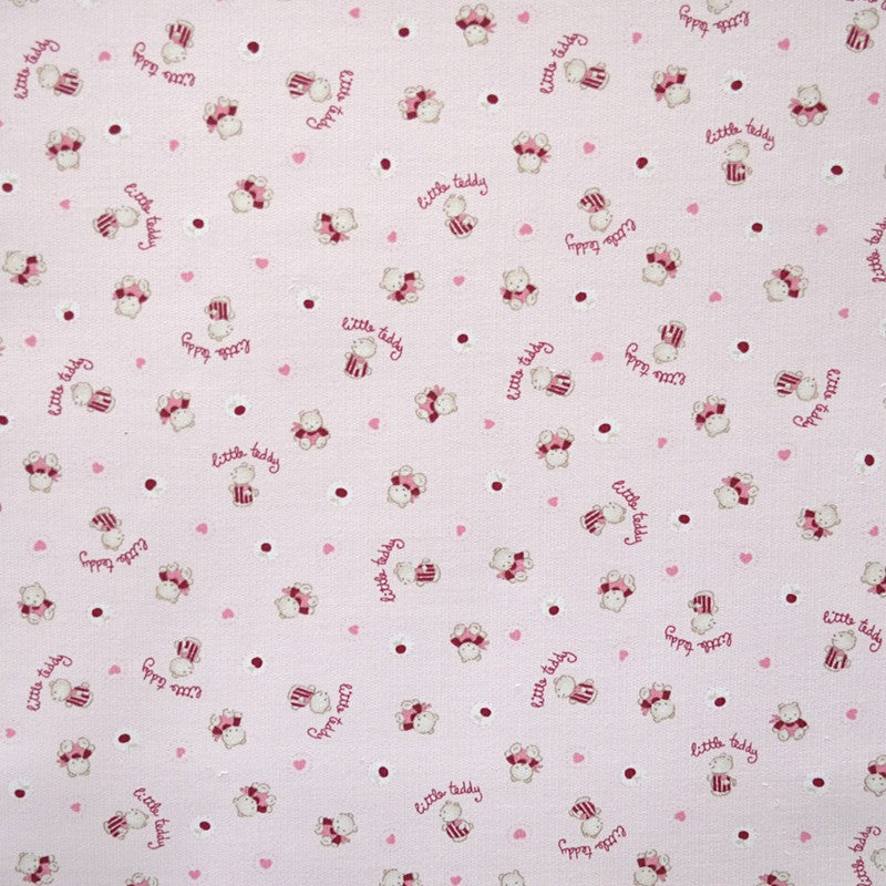 Tecido de Piqué Estampado Ursinhos Rosa-bebé - Ribes y Casals