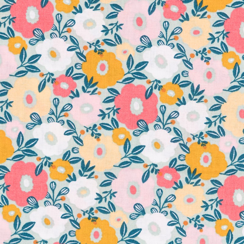 Tecido Patchwork Círculos Coral - Ribes y Casals