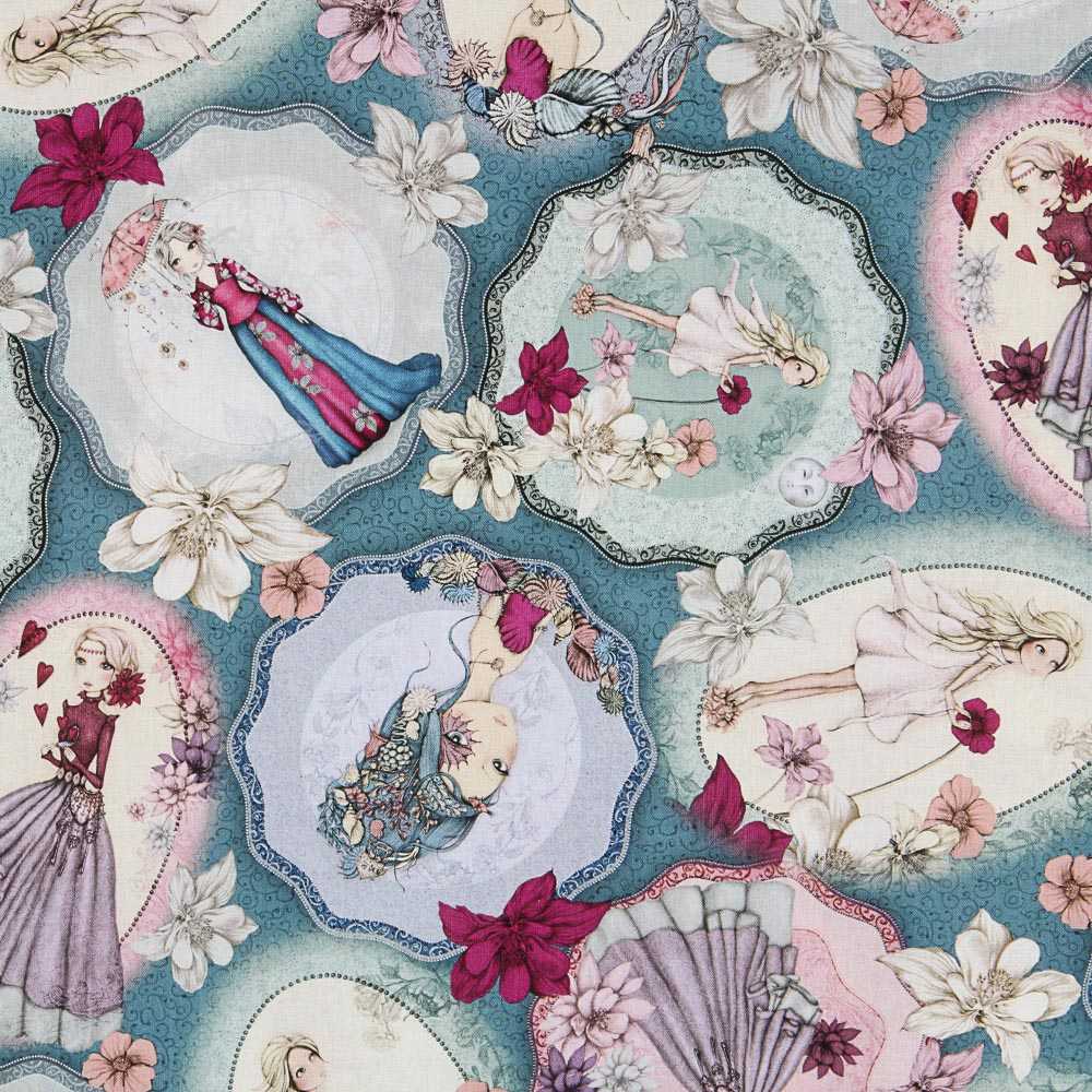 Tecido Patchwork Mirabelle Midnight Garden Azul - Ribes y Casals