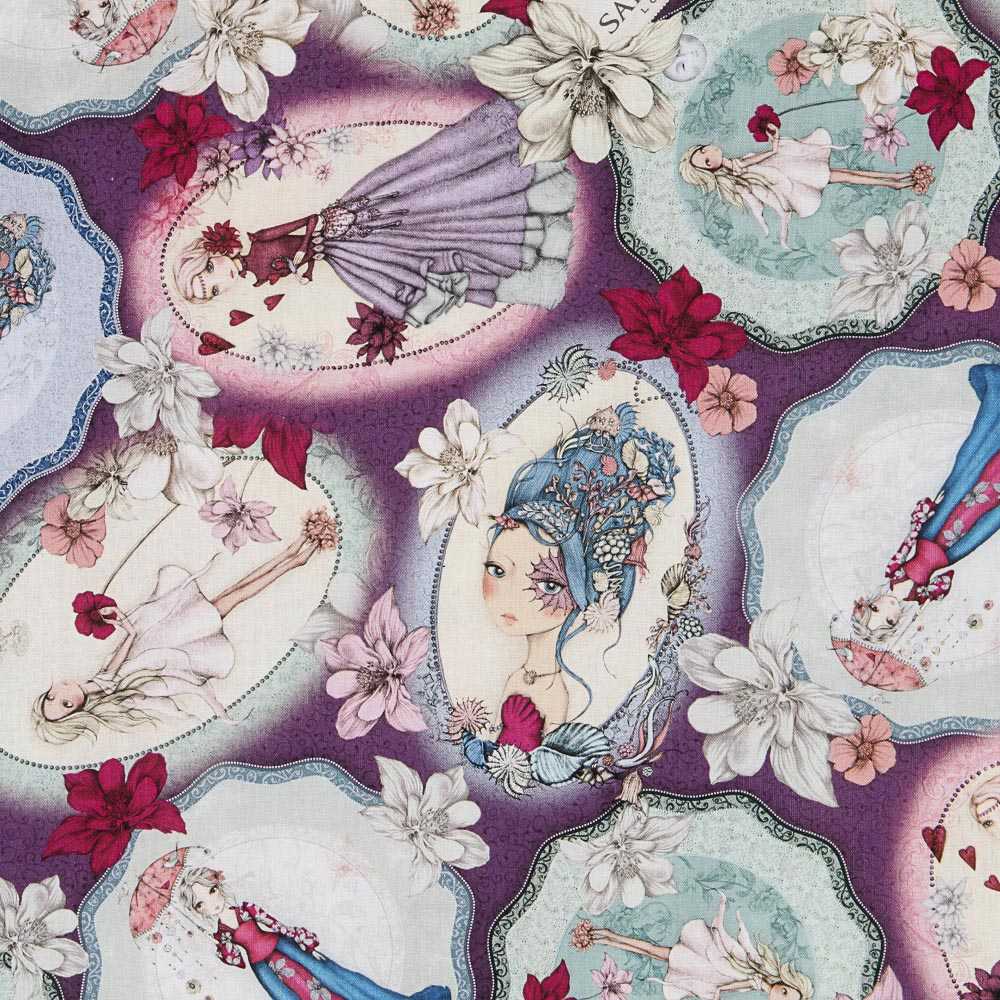 Tecido Patchwork Mirabelle Midnight Garden Lilás - Ribes y Casals