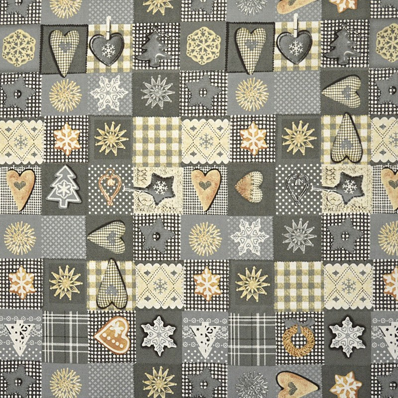 Tecido Patchwork Natalício Cinzento - Ribes y Casals