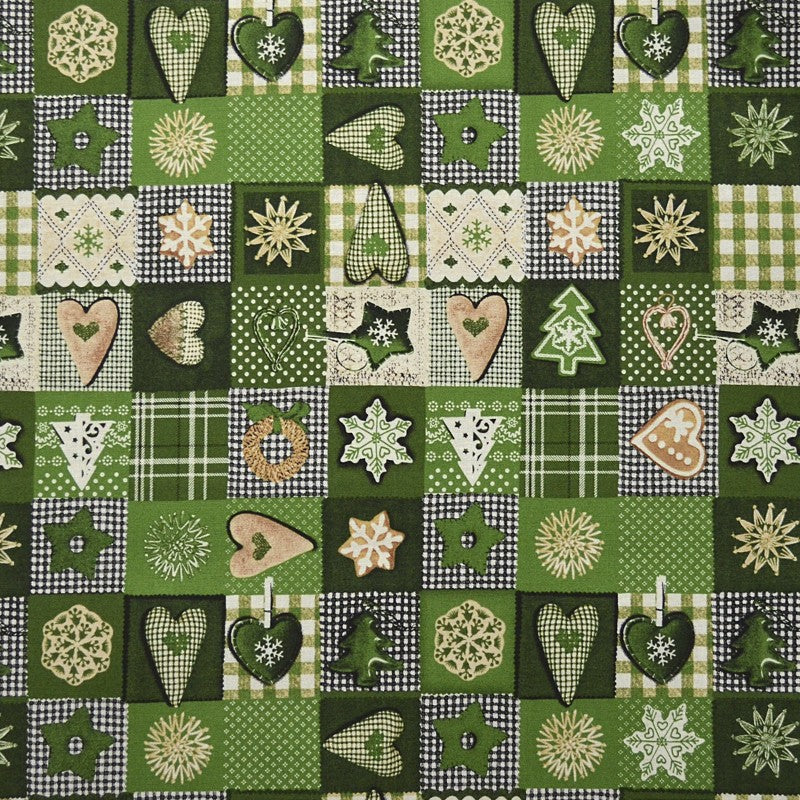 Tecido Patchwork Natalício Verde - Ribes y Casals
