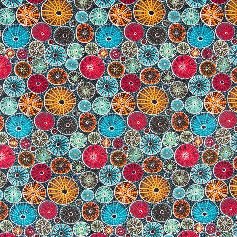 Tecido Patchwork Círculos Coral - Ribes y Casals