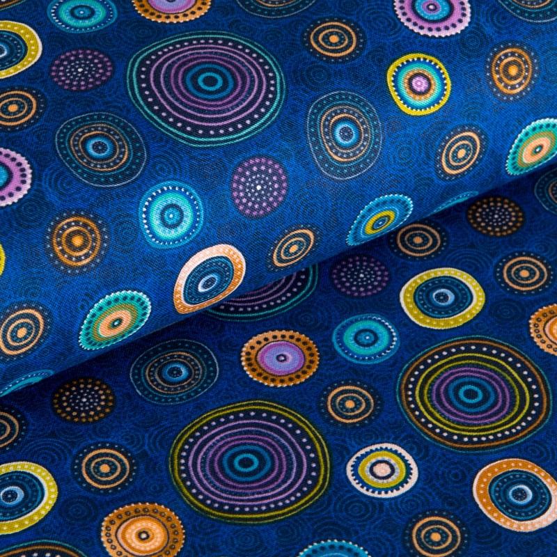 Tecido Patchwork Círculos Coral - Ribes y Casals