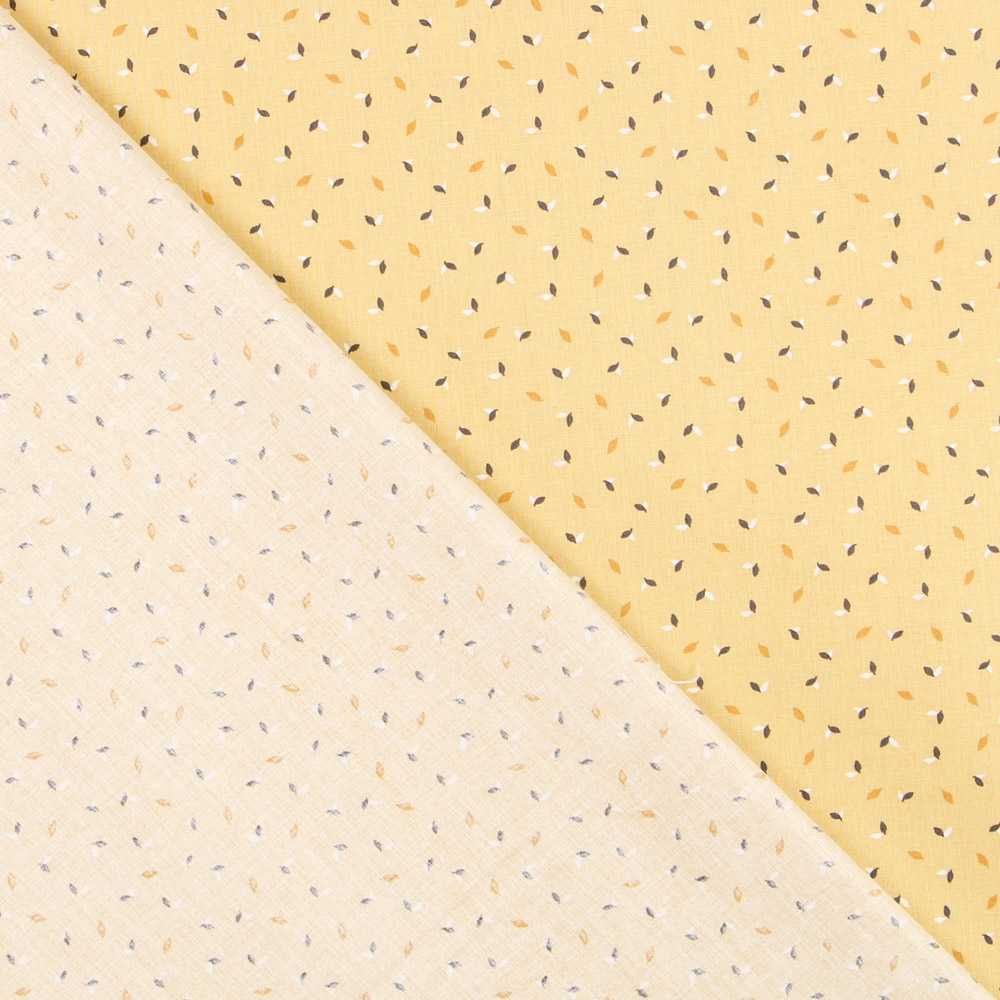 Tecido Patchwork Folhinhas Amarelo - Ribes y Casals