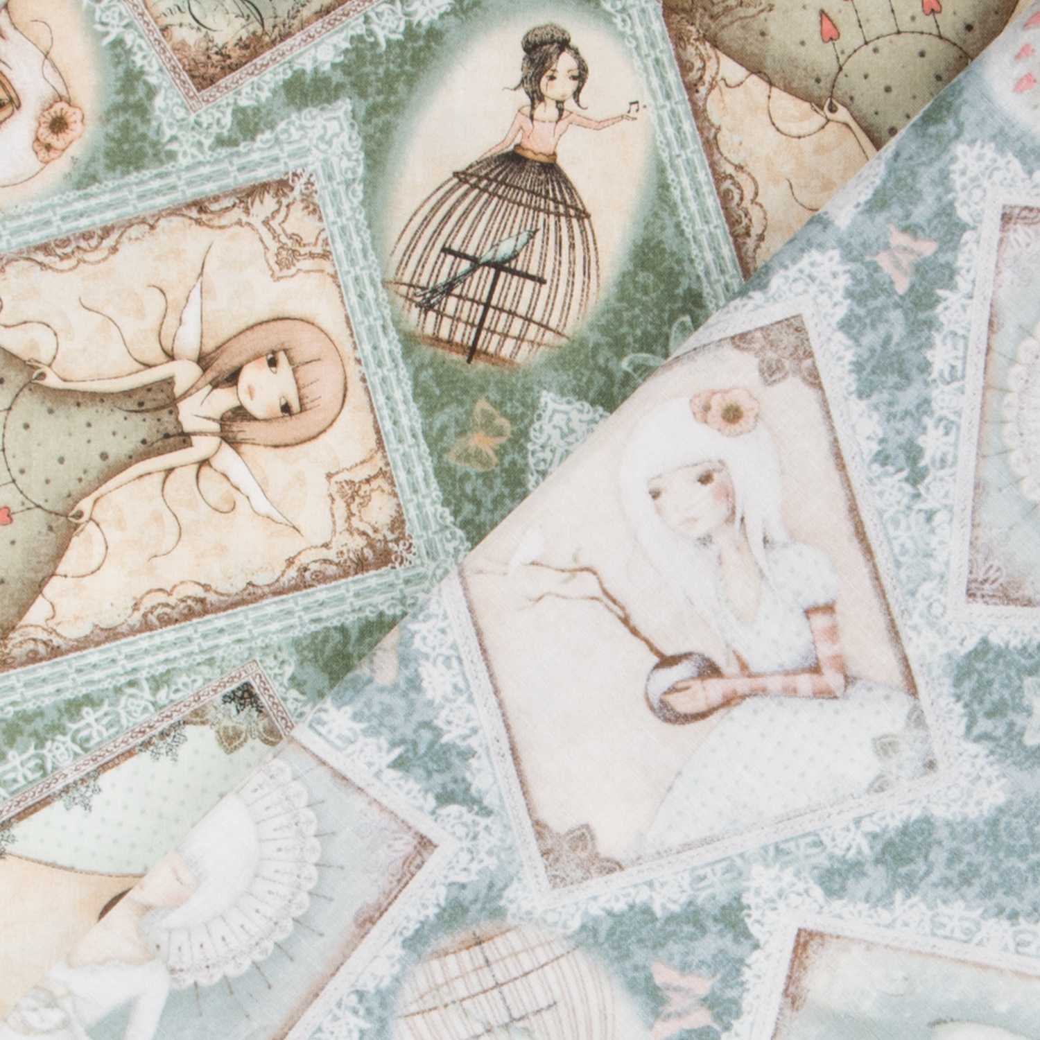 Tela Patchwork Santoro&#39;s Mirabelle Verde Pálido - Ribes y Casals