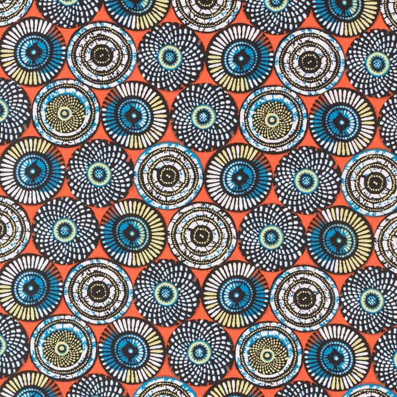 Tecido Patchwork Círculos Coral - Ribes y Casals