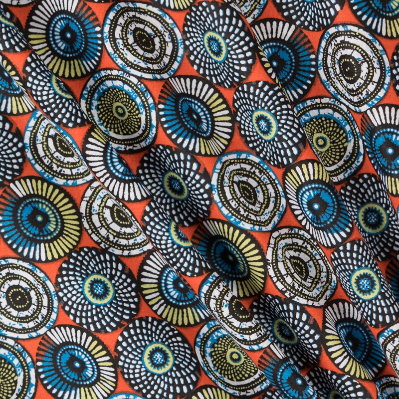 Tecido Patchwork Círculos Coral - Ribes y Casals