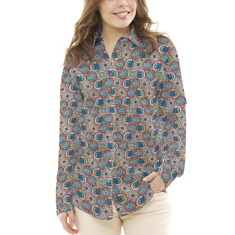 Tecido Patchwork Círculos Coral - Ribes y Casals