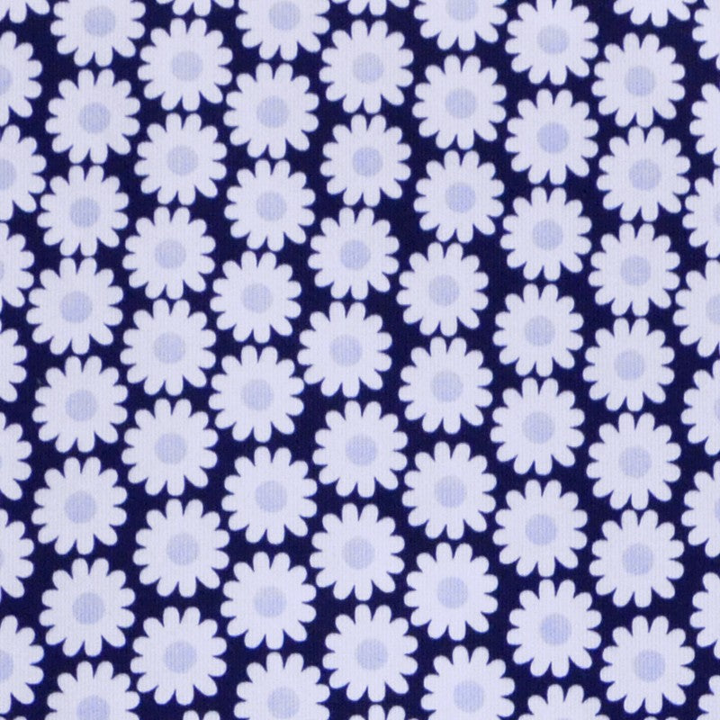 Tecido Piqué Canutillo Margaridas Azul-marinho - Ribes y Casals