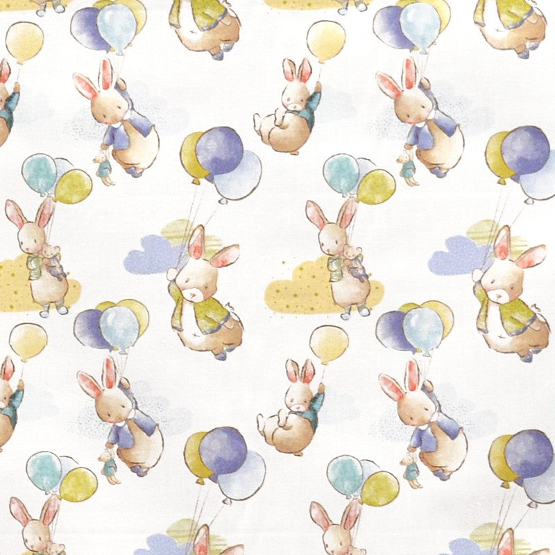 Tecido de Popeline Algodão Little Rabbit Branco - Ribes y Casals