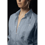 Tecido de Popeline Bordado Círculos Azul - Ribes y Casals