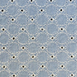 Tecido de Popeline Bordado Círculos Azul - Ribes y Casals