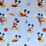 Tecido Popeline Disney Mickey Riscas Azul - Ribes y Casals