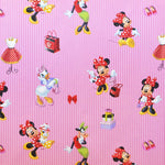 Tecido Popeline Disney Minnie Riscas Rosa - Ribes y Casals