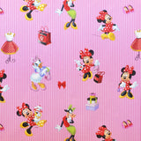 Tecido Popeline Disney Minnie Riscas Rosa - Ribes y Casals