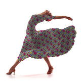 Tecido de Popeline Flamenga Cravo Fundo Água - Ribes y Casals